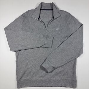 Vineyard Vine Men's Pullover Sweater Mock Neck Gray Solid Pima Cotton Size Med‎